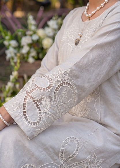 Ivory Embroidered Textured Lawn Suit Online in Dubai DXB UAE Abudhabi Meena Bazaar