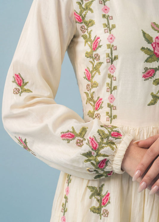 Ivory Linen Pishwas Pakistani Designer Suits Online in Sri Lanka India Australia