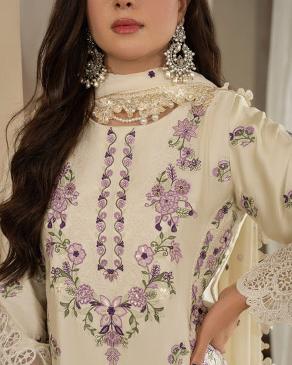 Ivory Multi Thread Embroidered Salwar Suit Online in UK USA Canada