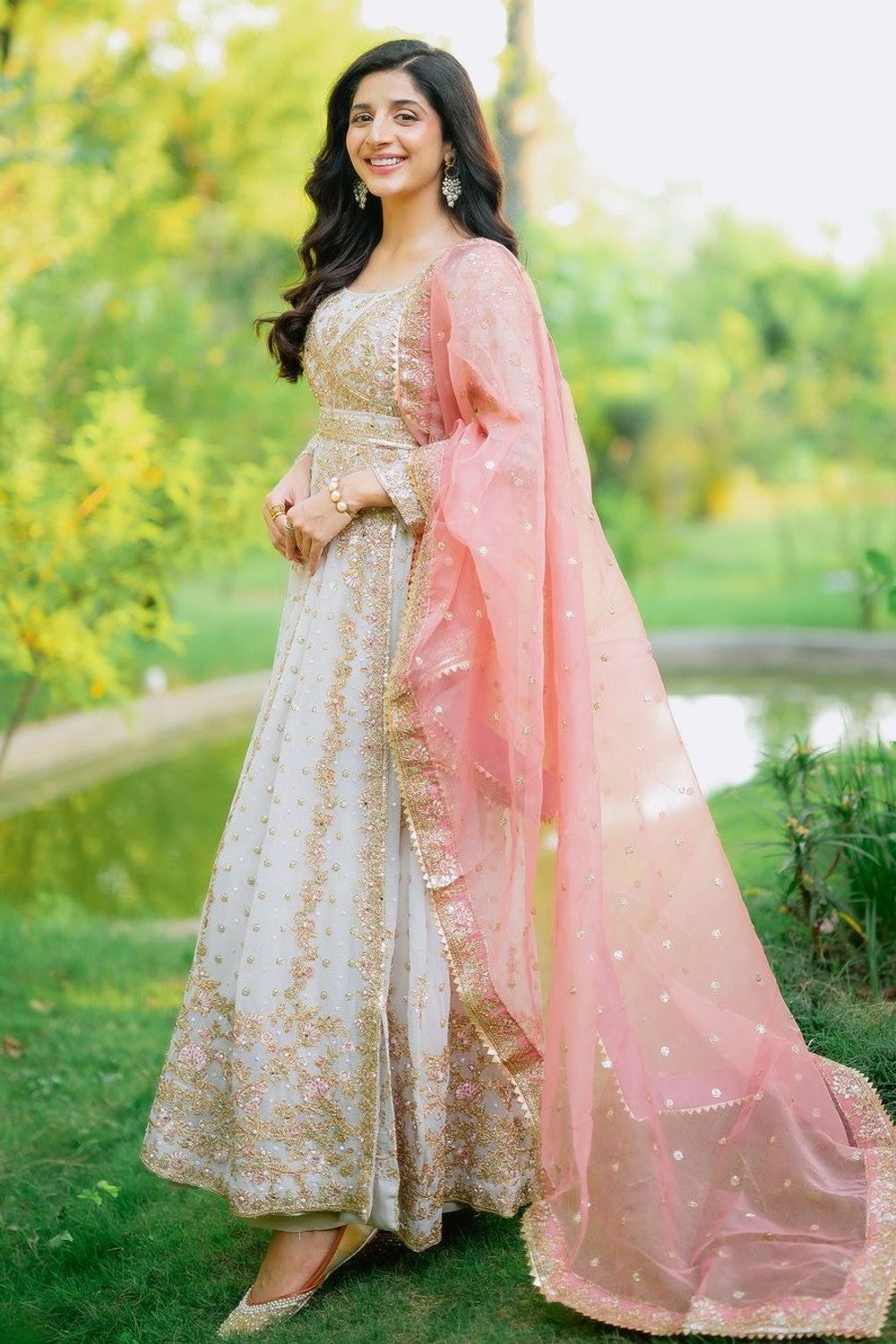 Ivory Organza Angrakha Wedding Guest Suit Online in Dubai UAE Abudhabi Ajman Sharjah
