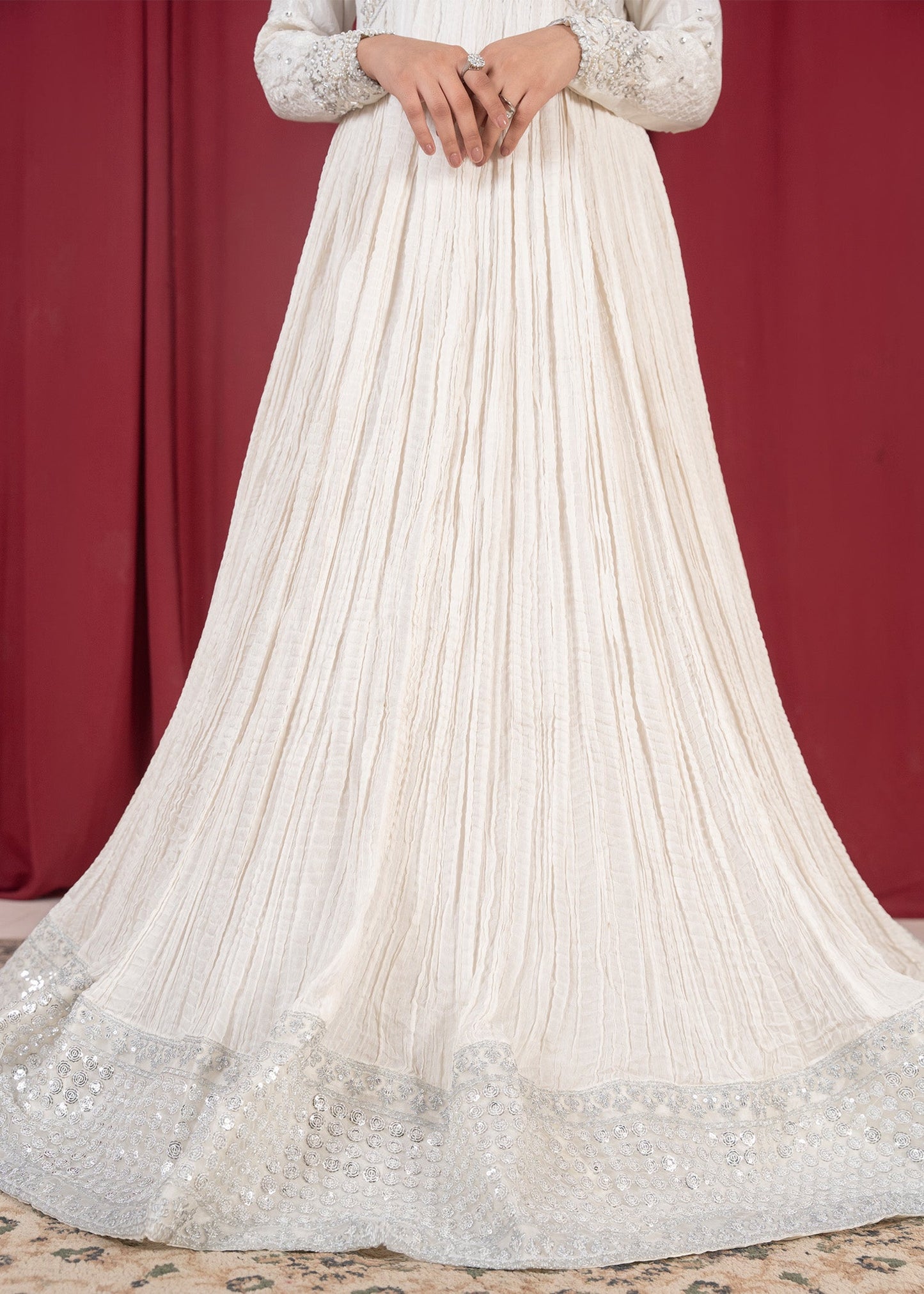 Ivory Organza Dupatta Pishwas for Women Online in KSA Riyadh Saudi Arabia Oman Bahrain Qatar