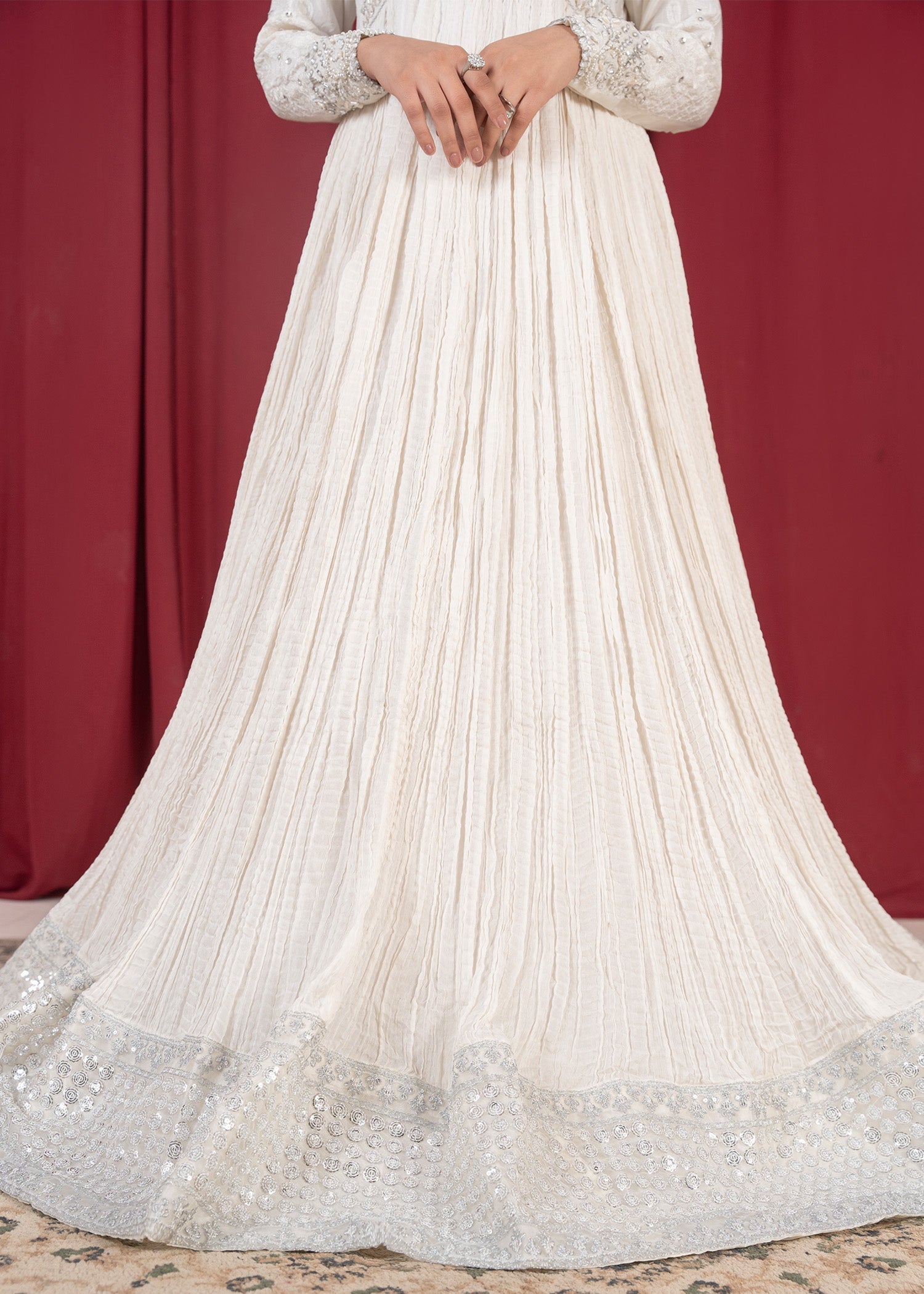 Ivory Organza Dupatta Pishwas for Women Online in KSA Riyadh Saudi Arabia Oman Bahrain Qatar