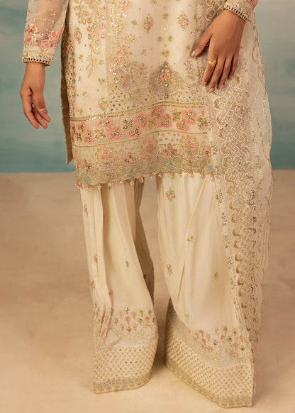 Ivory Organza Embroidered Pakistani Suit Online in Dubai DXB UAE Abudhabi Meena Bazaar