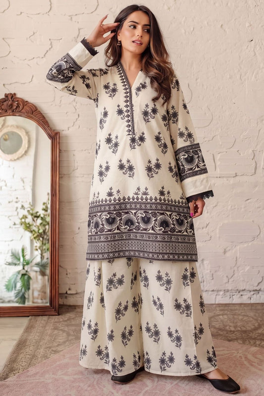Ivory Patchwork Cotton Sharara Online in Dubai UAE Abudhabi Ajman Sharjah