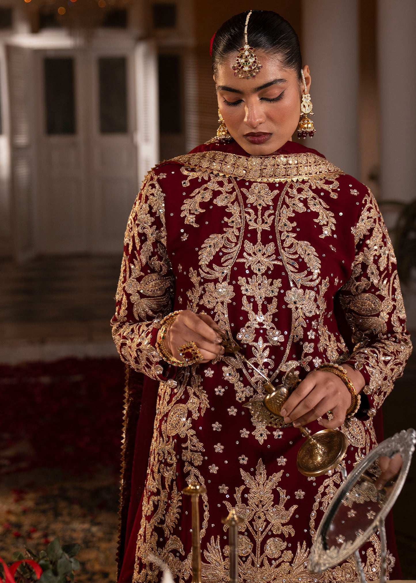 Ivory Royal Bridal Lehenga Chiffon Suit Online in Dubai DXB UAE Abudhabi Meena Bazaar