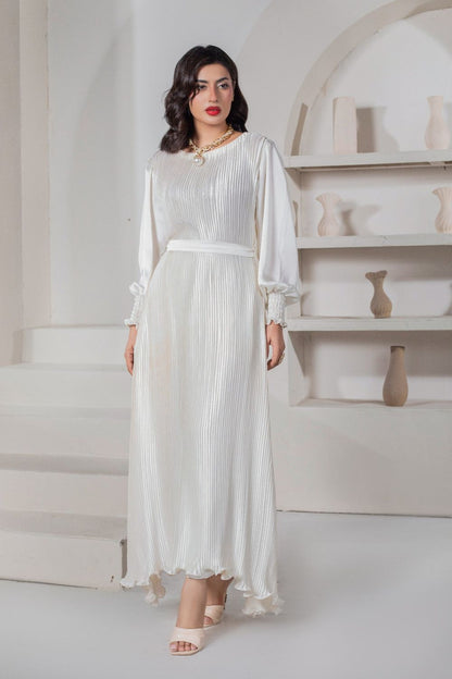 Ivory Shamooz Silk Western Dress Online in Dubai UAE Abudhabi Ajman Sharjah