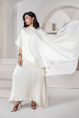 Ivory Silk Charmeuse 3 Piece Western Dress Set Online in Dubai UAE Abudhabi Ajman Sharjah