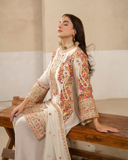 Ivory Silk Pakistani Suit Online in Sri Lanka India Australia