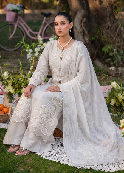 Ivory Textured Lawn Embroidered Suit Online in KSA Riyadh Saudi Arabia Oman Bahrain Qatar