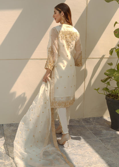 Ivory Tilla Embellished Organza Festive Wear Online in Dubai DXB UAE Abudhabi Meena Bazaar