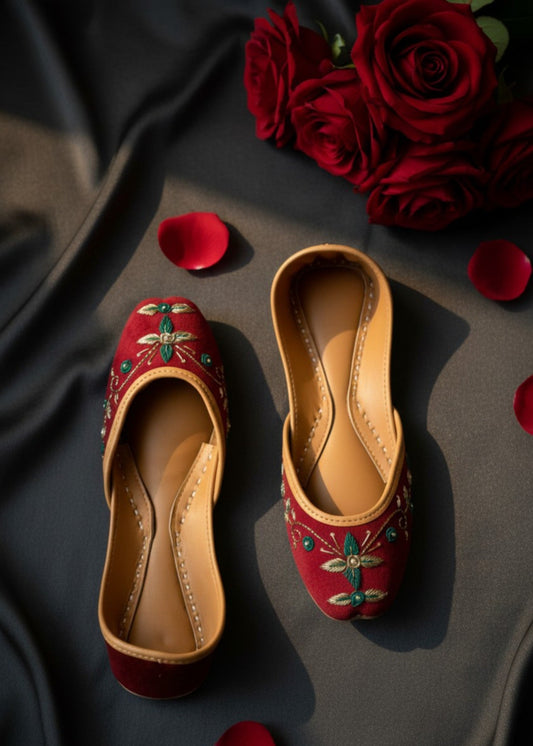 Jani Red Khussa Wedding Shoes by Ujaala Online in KSA Riyadh Saudi Arabia Oman Bahrain Qatar