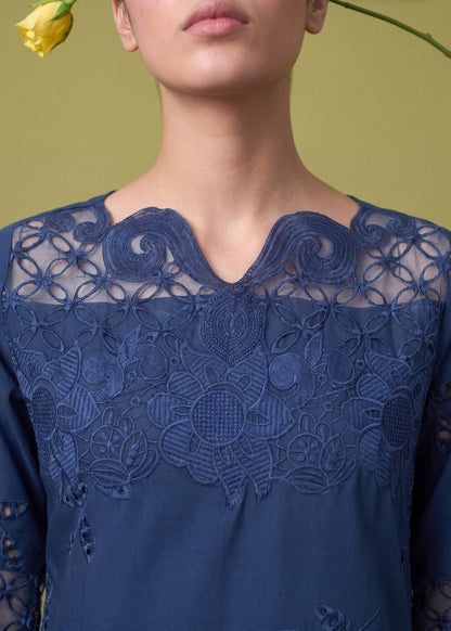 Jasmine Blue Lawn Kurta Set for Women Online in KSA Riyadh Saudi Arabia Oman Bahrain Qatar