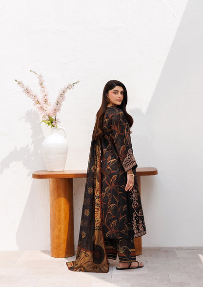 Jet Black Embroidered Lawn 3 Piece Suit Online in Sri Lanka India Australia