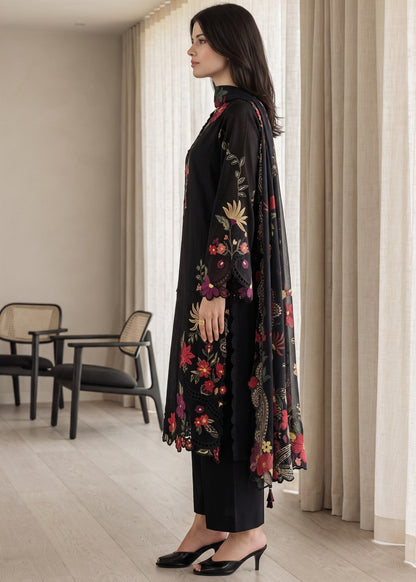 Jet Black Lawn Cotton Salwar Suit for Women Online in Dubai UAE Abudhabi Ajman Sharjah