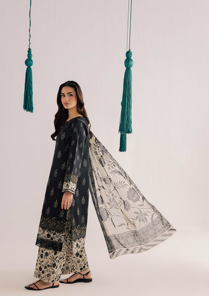 Jet Black Lawn Embroidered Suit Online in KSA Riyadh Saudi Arabia Oman Bahrain Qatar