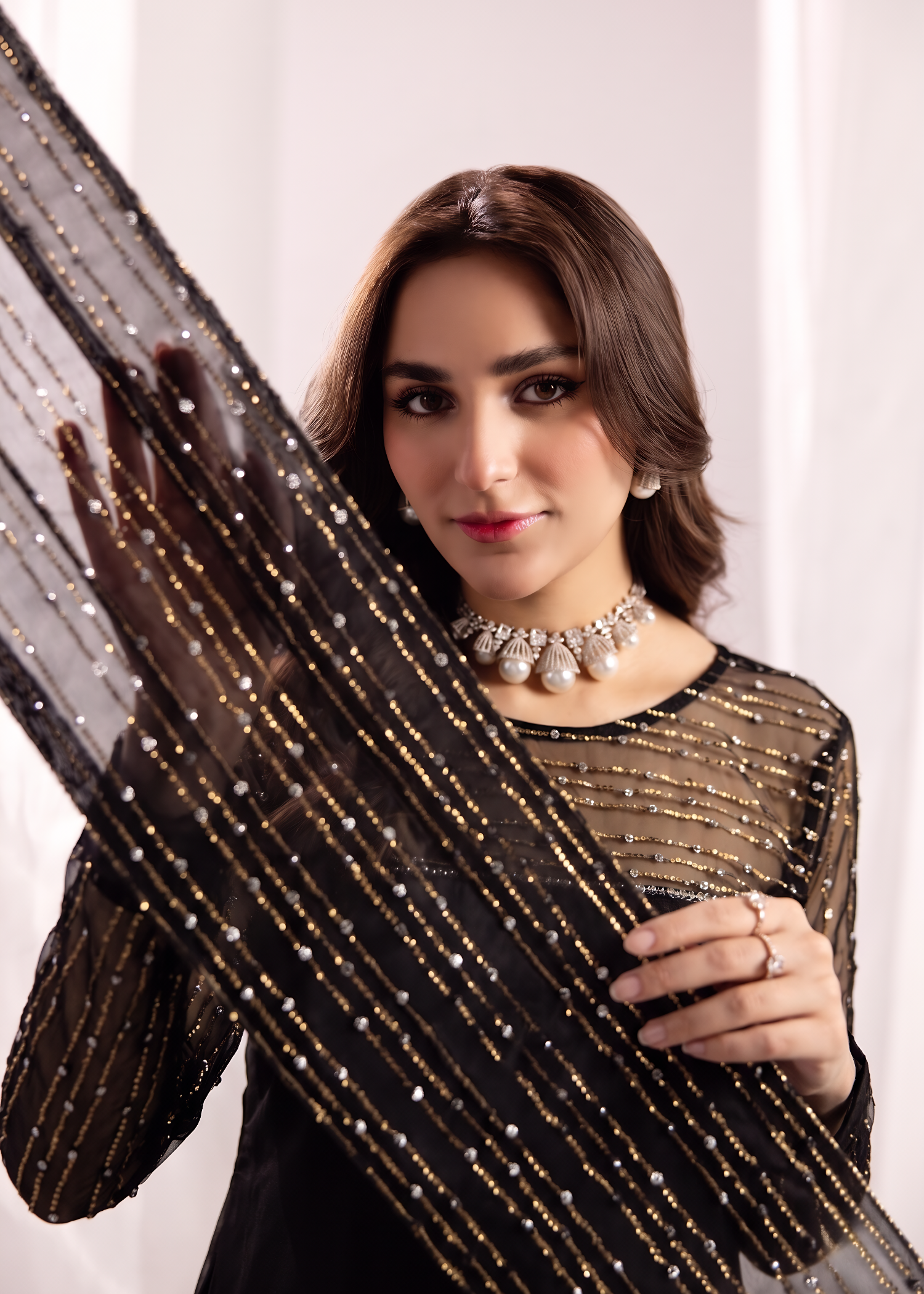 Jet Black Silk Embroidered Suit Online in Dubai DXB UAE Abudhabi Meena Bazaar