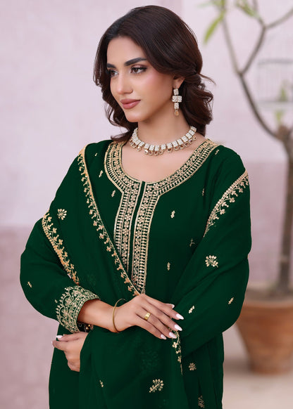 Kaai Green Chiffon Festive Wear Suit Online in Dubai DXB UAE Abudhabi Meena Bazaar
