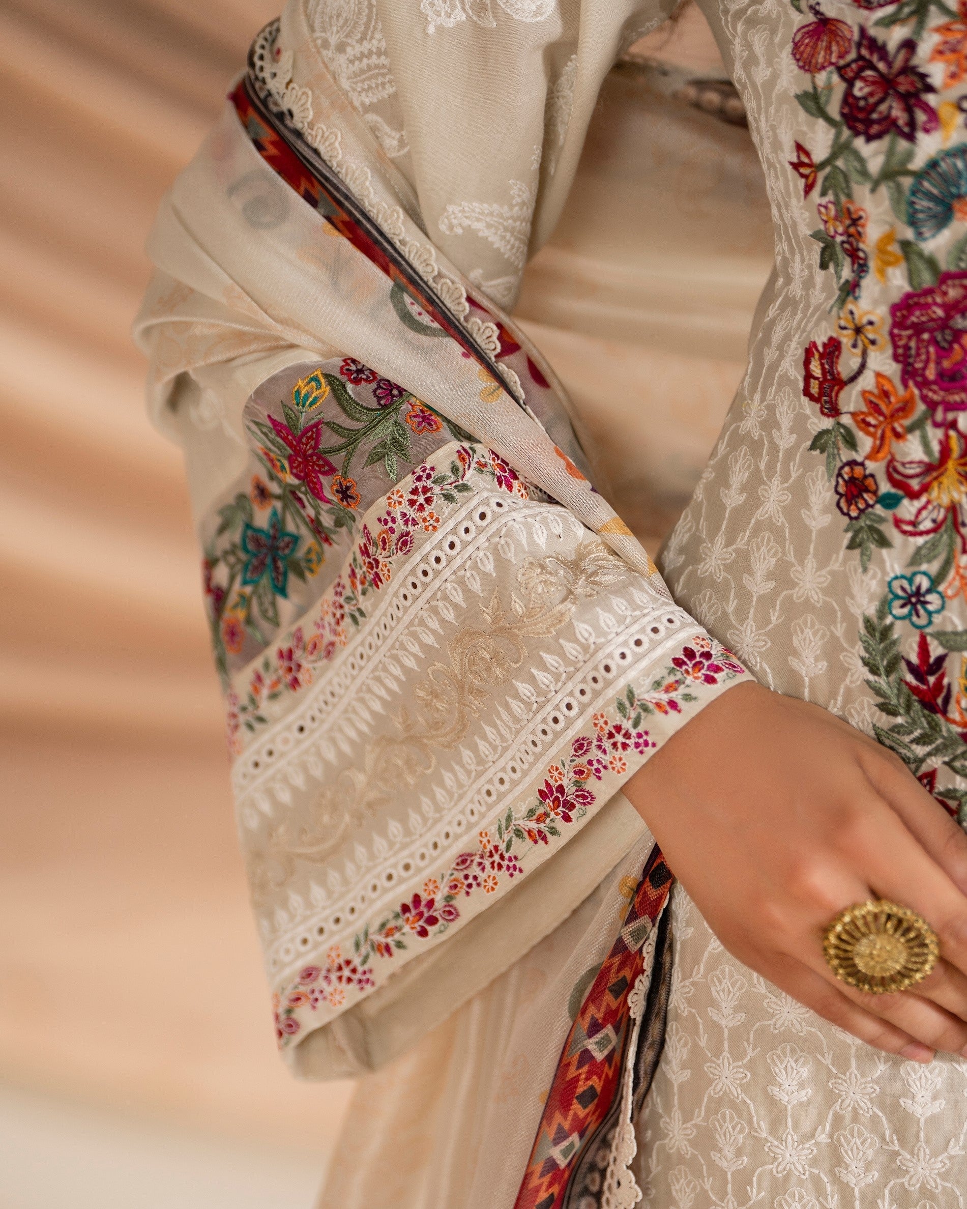 Kashmiri Stitch Embroidered Silk Salwar Kameez Online in Dubai DXB UAE Abudhabi Meena Bazaar
