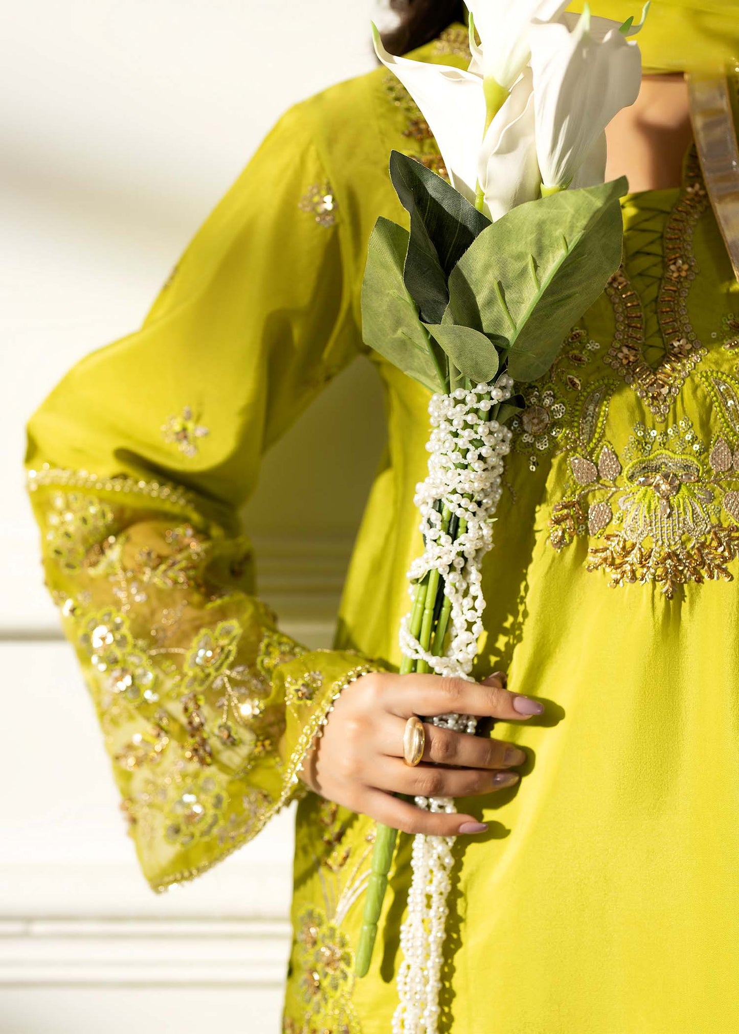Key Lime Designer Silk Festive Suit Online in Sri Lanka India Australia