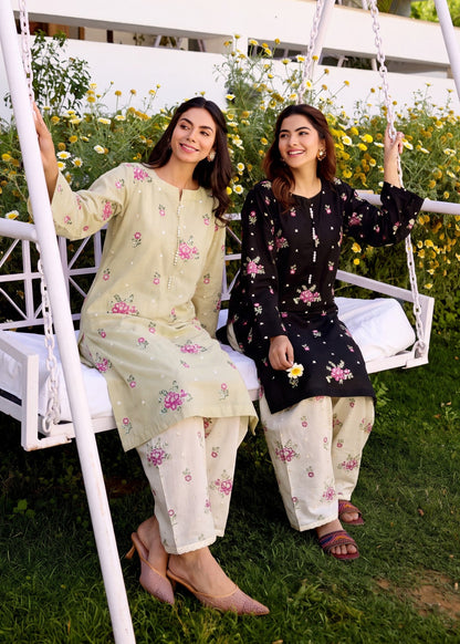 Khaki Brown Embroidered Lawn Daily Wear Suit Online in Dubai UAE Abudhabi Ajman Sharjah