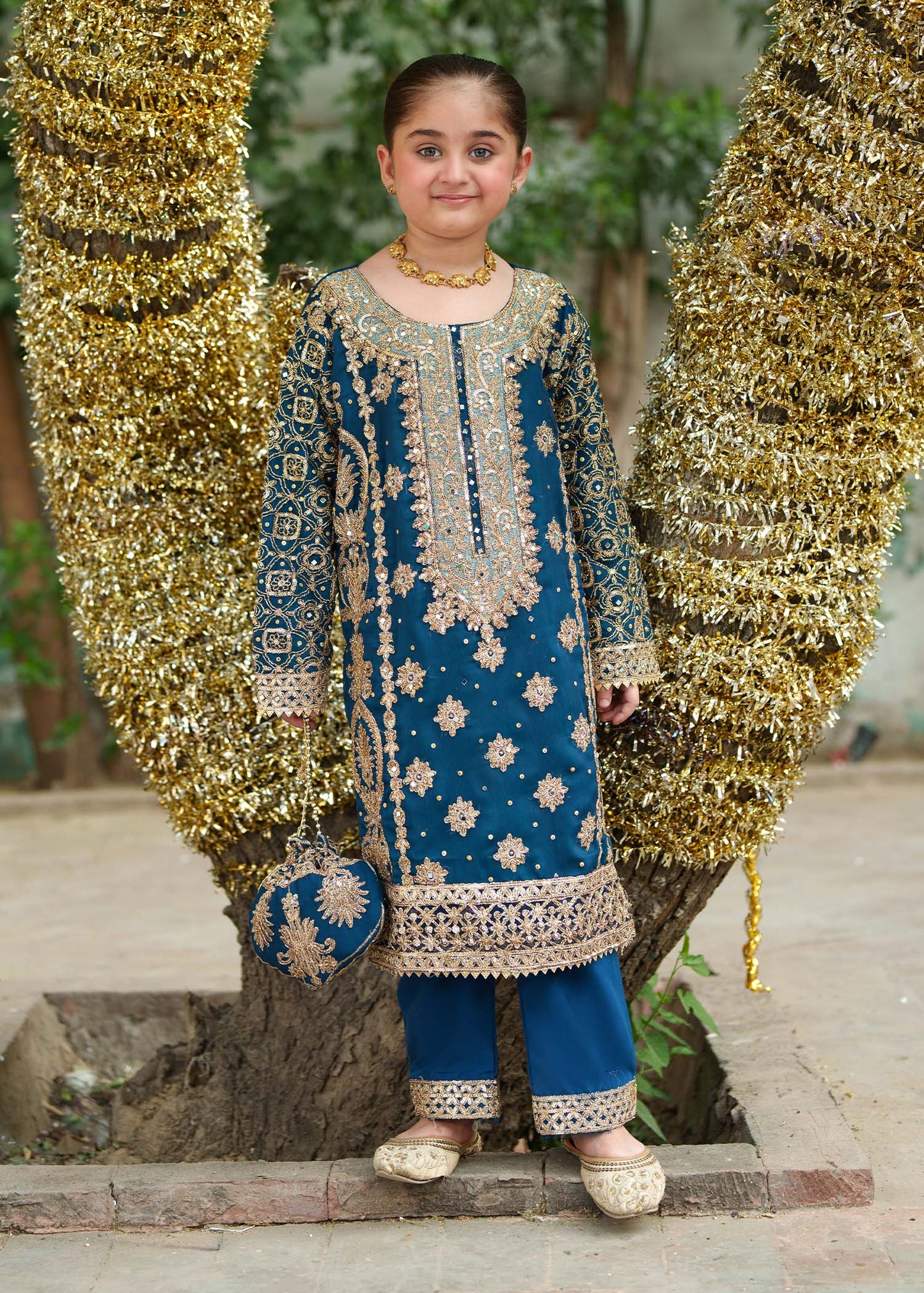 Kids Blue Chiffon Salwar Kameez Online in KSA Riyadh Saudi Arabia Oman Bahrain Qatar