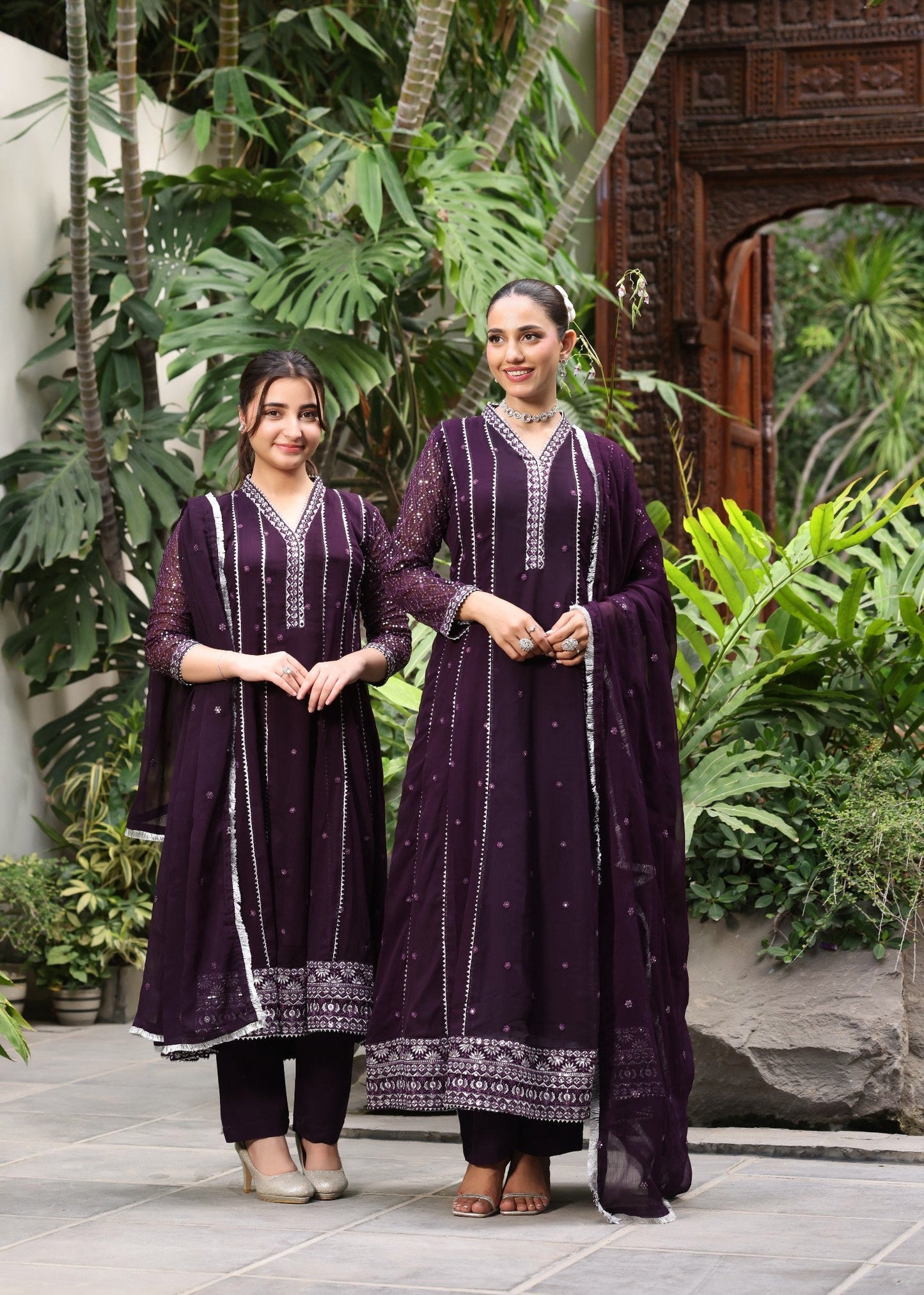 Kids Embroidered Chiffon Party Wear Suit Online in Dubai DXB UAE Abudhabi Meena Bazaar