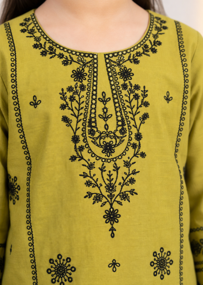 Kids Embroidered Cotton Suit Apple Green Online in Sri Lanka India Australia