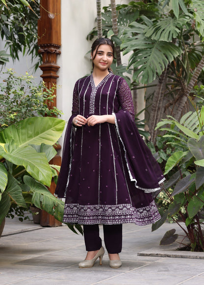 Kids Festive Wear Embroidered Chiffon Salwar Kameez Online in KSA Riyadh Saudi Arabia Oman Bahrain Qatar