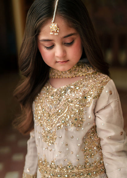 Kids Gold Chiffon Straight Pishwas Suit Online in Dubai UAE Abudhabi Ajman Sharjah