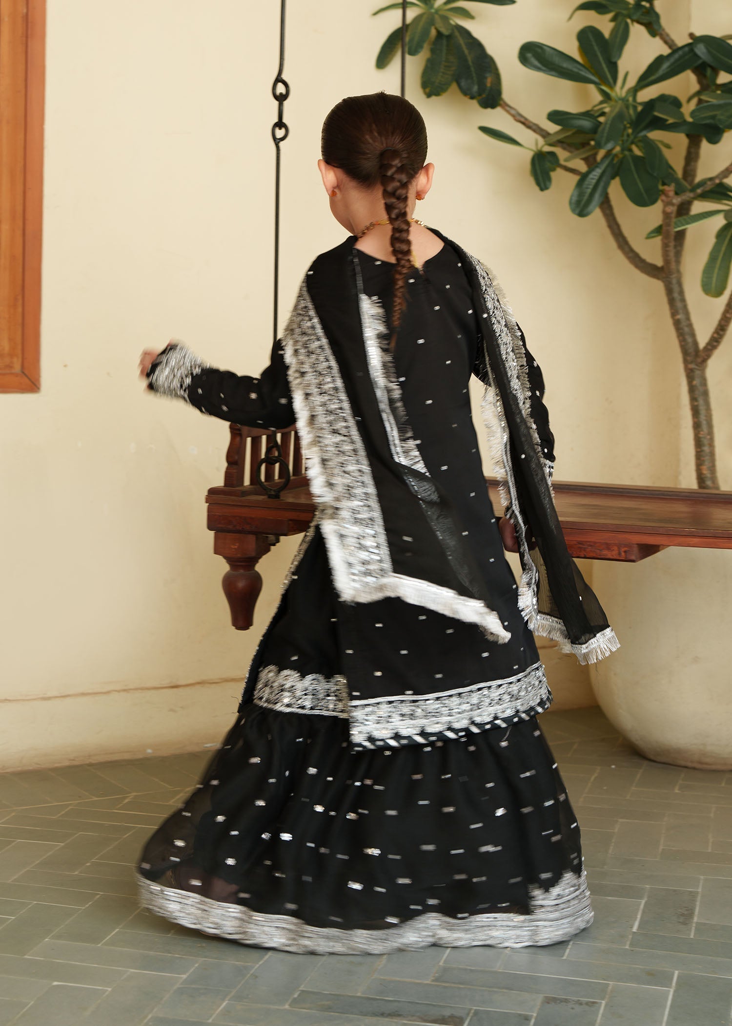 Kids Party Wear Black Chiffon Gharara Online in Sri Lanka India Australia