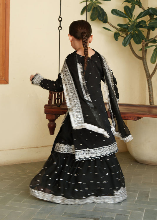 Kids Party Wear Black Chiffon Gharara Online in Sri Lanka India Australia