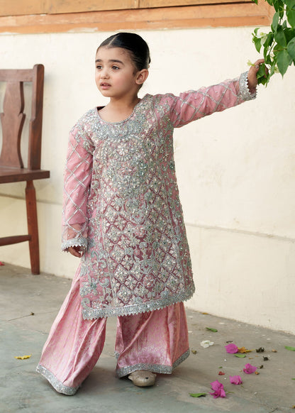Kids Pink Chiffon Salwar Kameez Online in KSA Riyadh Saudi Arabia Oman Bahrain Qatar