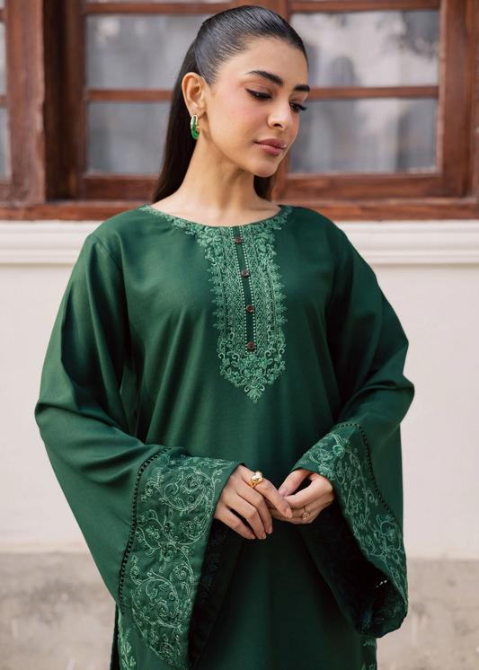 Bottle Green Embroidered Pure Lawn Farshi Shalwar Online in Dubai DXB UAE Abudhabi Meena Bazaar