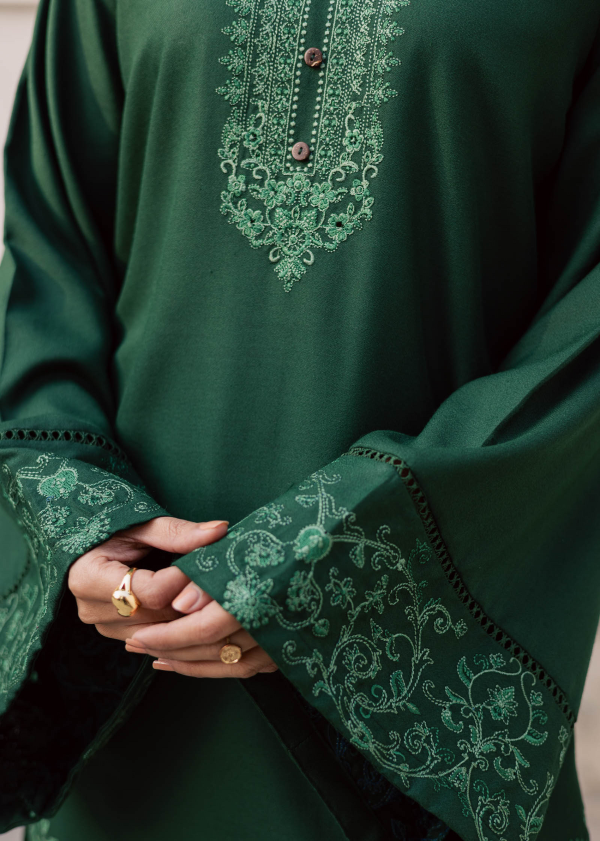 Pure Lawn Bottle Green Straight Cut Kurta with Farshi Shalwar Online in KSA Riyadh Saudi Arabia Oman Bahrain Qatar