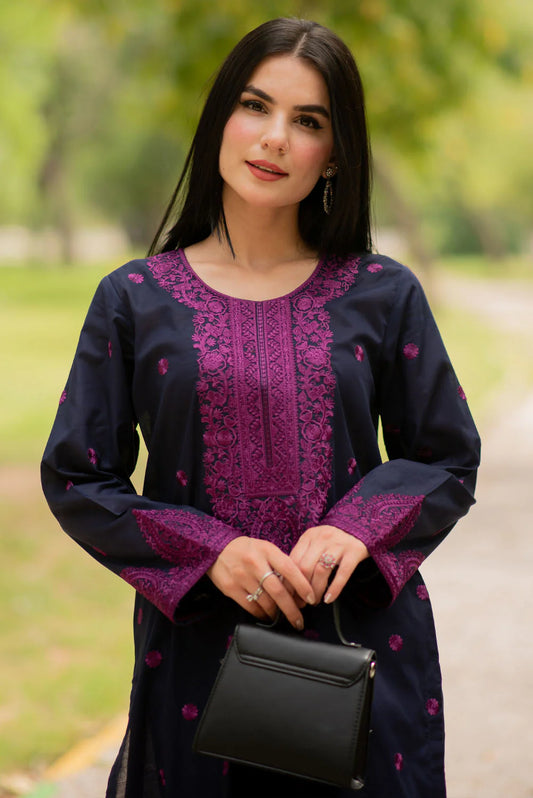 Embroidered Kurta with Straight Pants