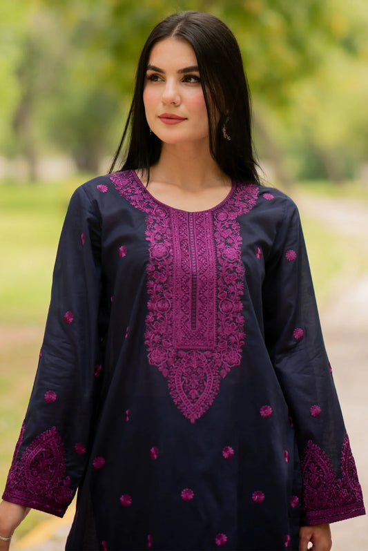 Embroidered Kurta with Straight Pants