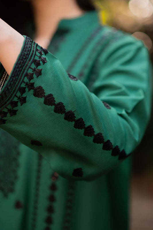 Sea Green Embroidered Cotton Kurta