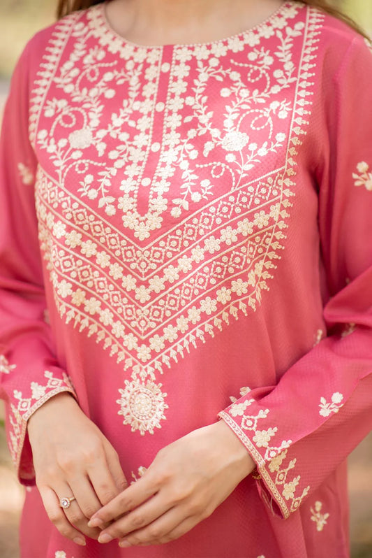 Embroidered Dobby Lawn Kurta with Pants