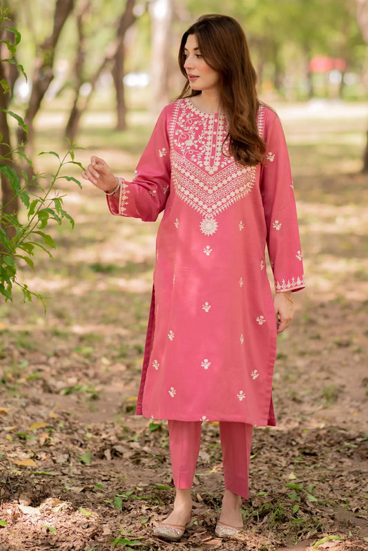 Embroidered Dobby Lawn Kurta with Pants