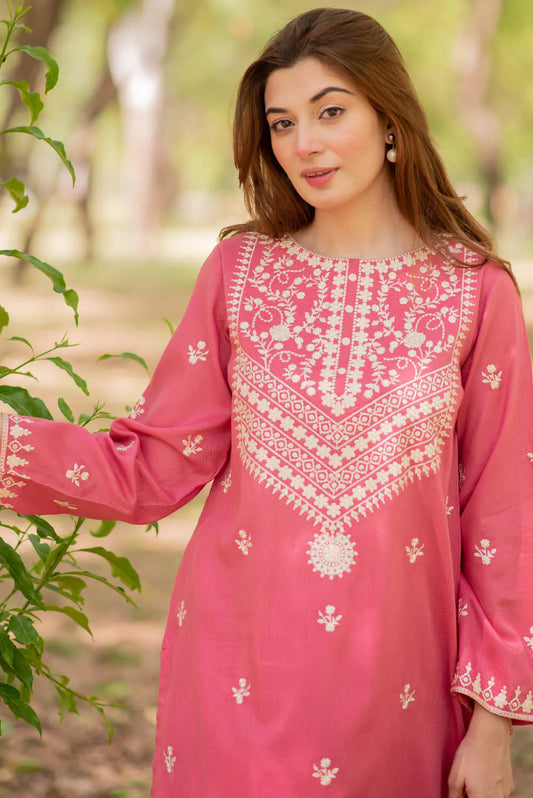 Embroidered Dobby Lawn Kurta with Pants