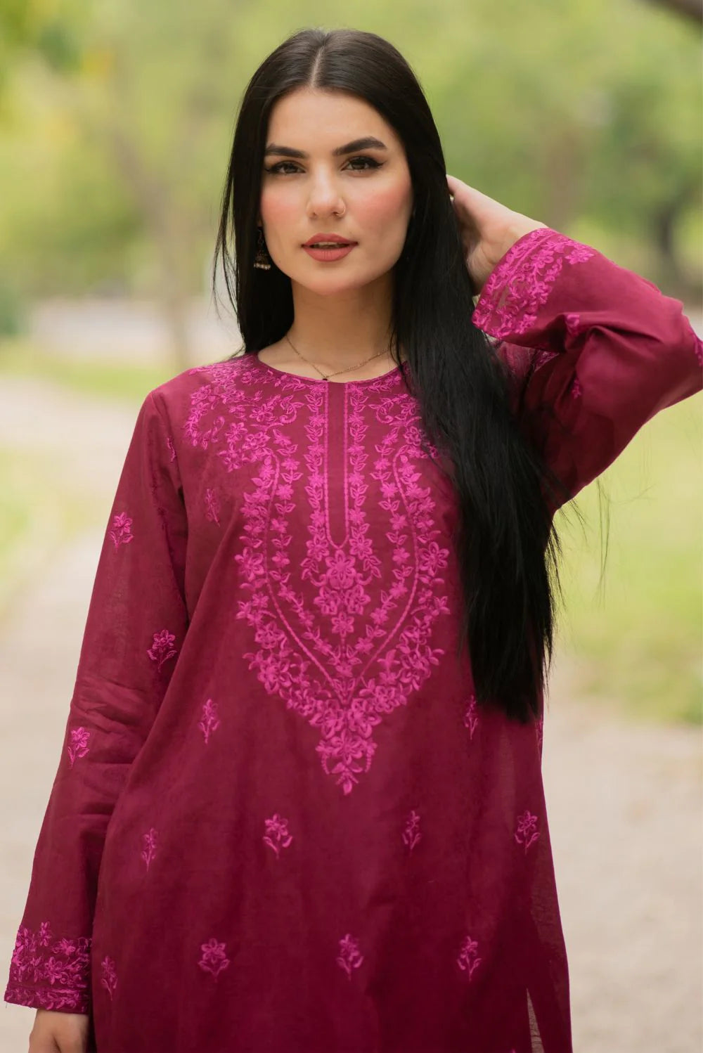 Embroidered Jacquard Lawn Kurta with Pants