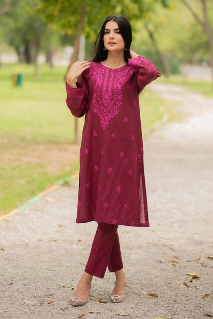 Embroidered Jacquard Lawn Kurta with Pants