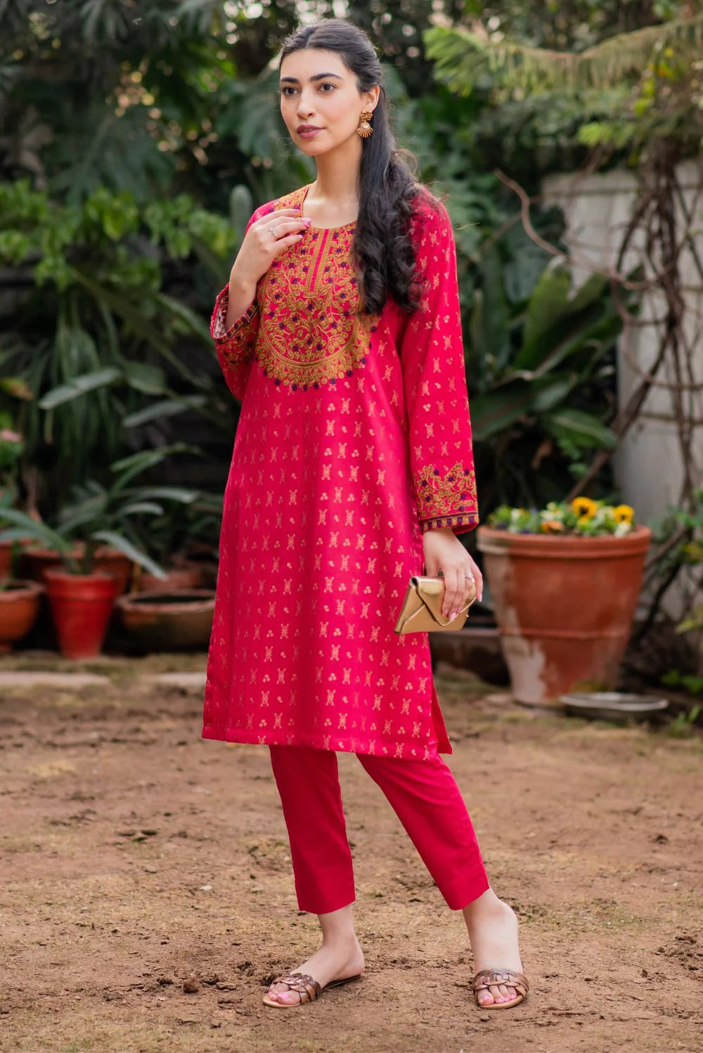 Poppy Embroidered Kurta with Straight Pants