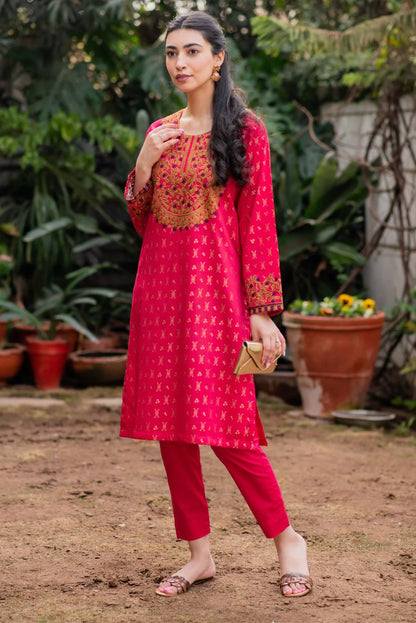 Poppy Embroidered Kurta with Straight Pants