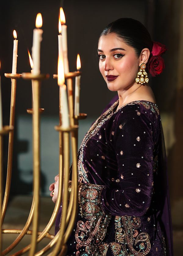 Ladies Amethyst Velvet Formal Partywear Suit Online in UK USA Canada