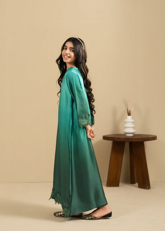 Ladies Applique Bottle Green Shalwar Kameez Online in UK USA Canada