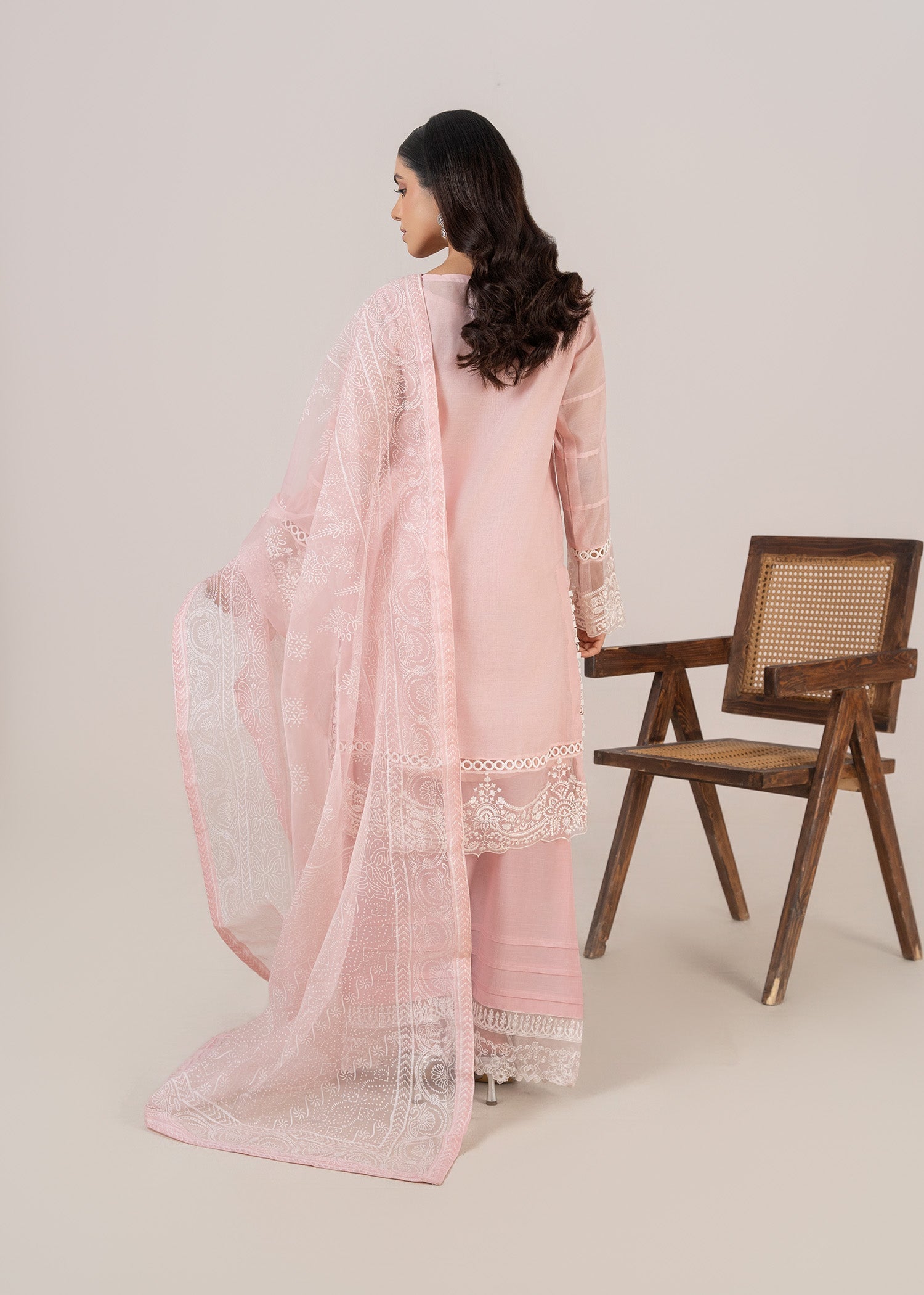Ladies Baby Pink Cotton Silk Party Wear Farshi Suit Online in UK USA Canada