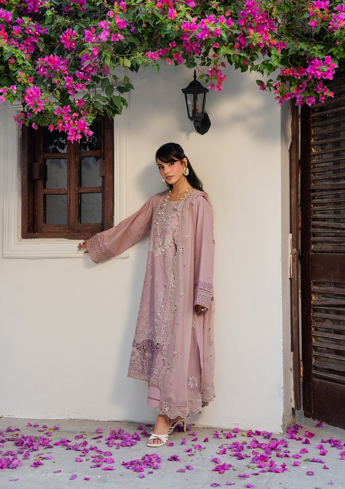 Ladies Baby Pink Embroidered Lawn Dress Online in Dubai UAE Abudhabi Ajman Sharjah