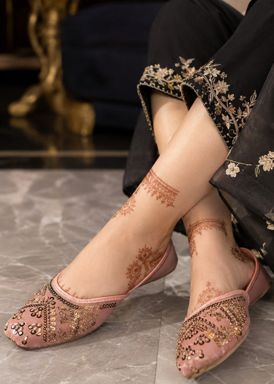 Ladies Baby Pink Ethnic Shoes with Rubber Sole Online in KSA Riyadh Saudi Arabia Oman Bahrain Qatar