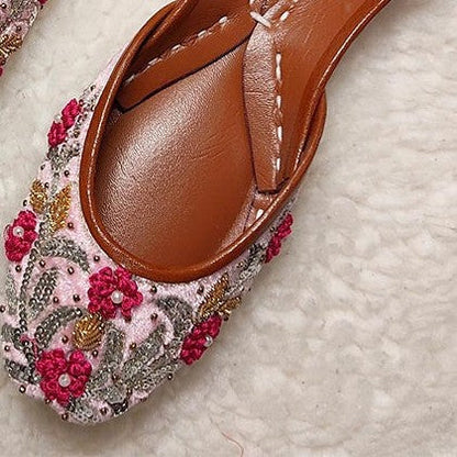 Ladies Baby Pink Leather Khussa Online in UK USA Canada